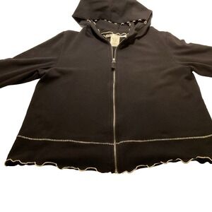 Max‎ Studio Zip Hoodie Sweatshirt Top Womens Size Medium Black. K57